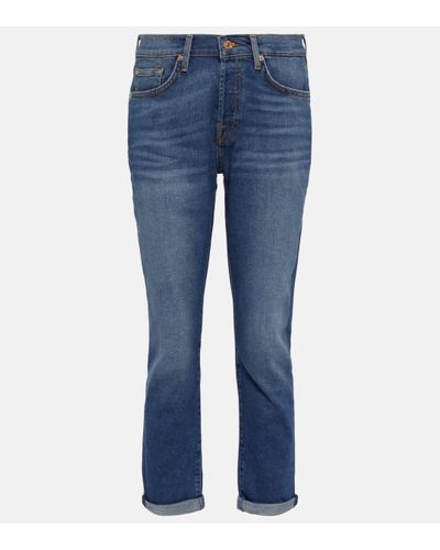 7 For All Mankind Jean slim Josefina a taille mi-haute - Bleu