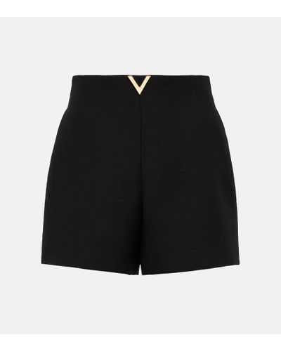 Valentino Vgold Wool And Silk Shorts - Black