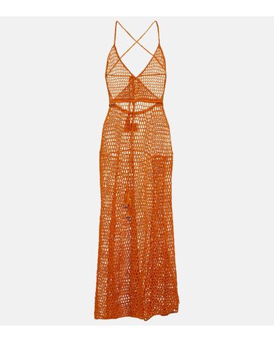 Anna Kosturova Open-knit Cotton Maxi Dress - Orange