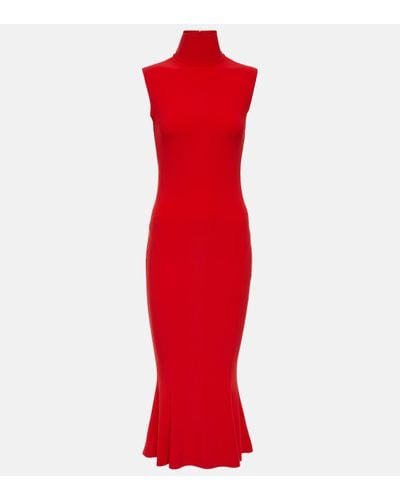 Norma Kamali Turtleneck Jersey Midi Dress - Red