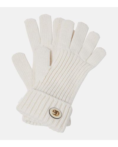 Gucci Wool Cashmere Gloves With Double G - White