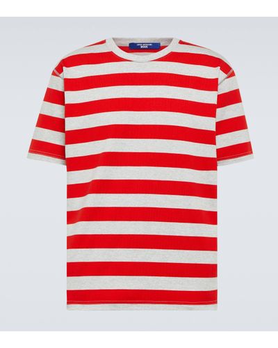 Junya Watanabe Striped Cotton Jersey T-shirt - Red