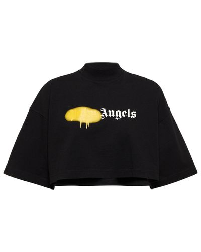 Palm Angels Jersey de algodon estampado cropped - Negro