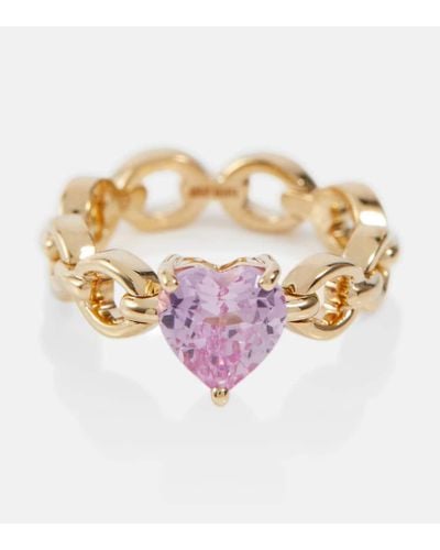 Nadine Aysoy Catena Petite Heart 18kt Gold Ring With Topaz - Pink