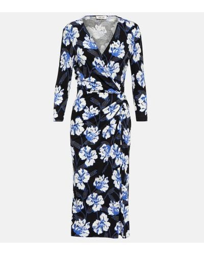 Diane von Furstenberg Vestido midi Borris floral - Azul