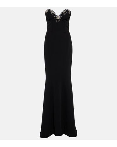 Miss Sohee Strapless Silk Flared Gown - Black
