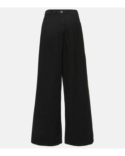 The Row Chan Cotton Corduroy Wide-leg Pants - Black