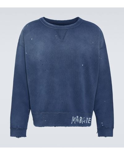 Maison Margiela Sweat-shirt imprime en coton - Bleu