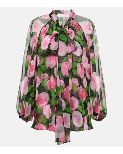 Carolina Herrera Floral Silk Organza Blouse - Multicolor