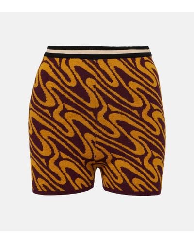 Dries Van Noten High-Rise Shorts aus Jacquard - Orange