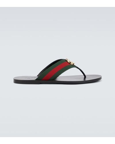 Gucci Kika Web-stripe Woven Flip-flops - Black