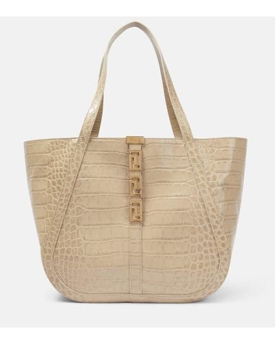 Versace Greca Goddess Large Leather Tote Bag - Natural