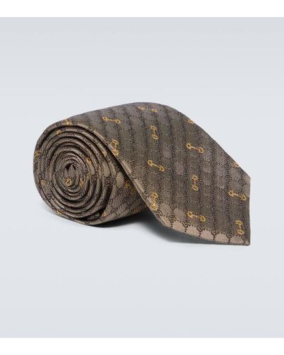 Gucci Corbata de seda con GG en jacquard - Neutro