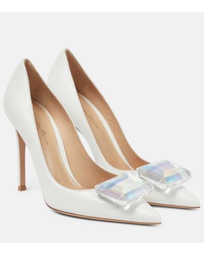 Gianvito Rossi Jaipur 105 Embellished Leather Court Shoes - White