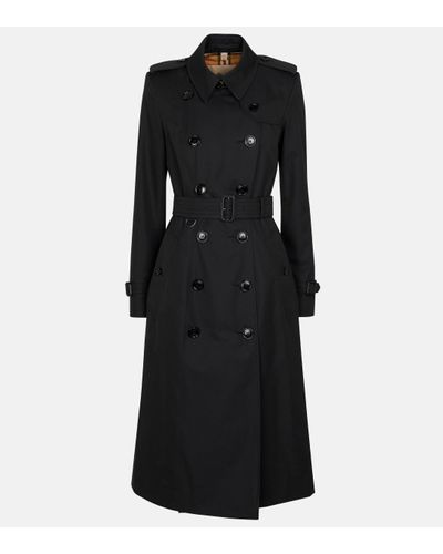 Burberry Trench-coat En Gabardine De Coton The Chelsea Long - Noir