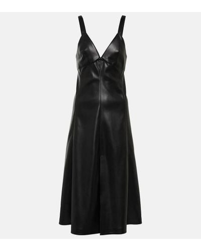 Stella McCartney Vestido lencero de piel sintetica - Negro