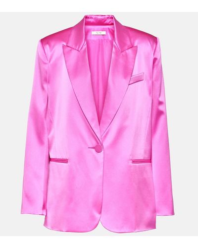 The Sei Oversized Silk Charmeuse Blazer - Pink
