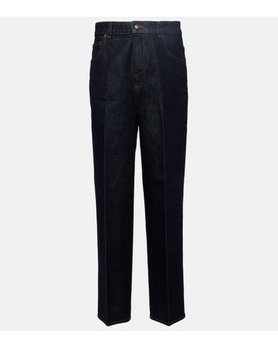 Loro Piana Jeans rectos cropped de tiro alto - Azul