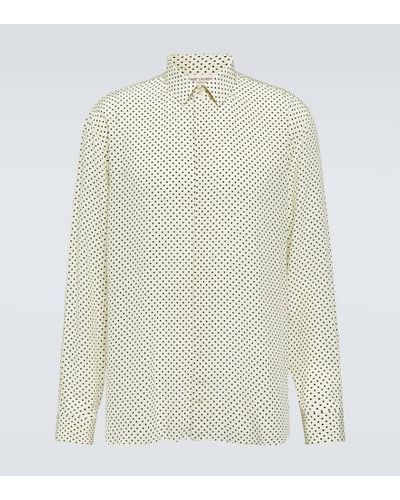 Saint Laurent Camisa de crepe de china con lunares - Blanco