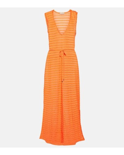 Melissa Odabash Annabel Crochet Midi Dress - Orange