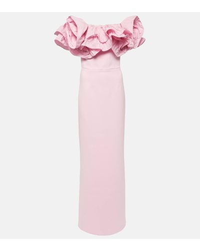 Rebecca Vallance Jenna Ruffled Off-shoulder Crepe Gown - Pink