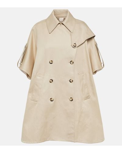 Max Mara Double-breasted Cotton Cape - Natural