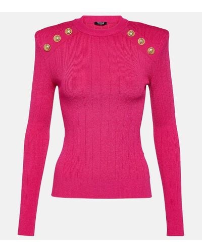 Balmain Verzierter Pullover aus Jersey - Pink