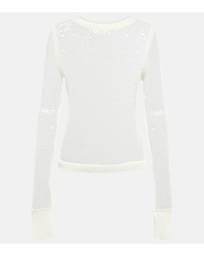 Jean Paul Gaultier Top en resille a sequins - Blanc