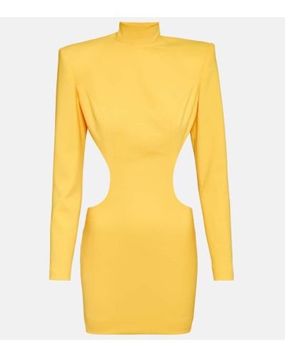 Monot Vestido corto de crepe con aberturas - Amarillo