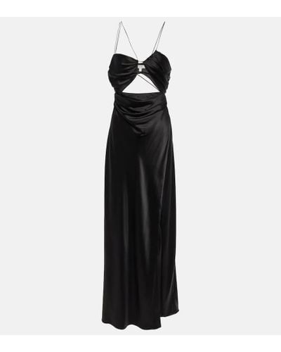 The Sei Asymmetrical Silk Satin Gown - Black