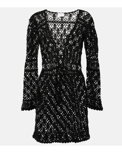 Anna Kosturova Bianca Crochet Cotton Minidress - Black