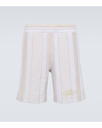 Givenchy G Plage Striped Cotton-blend Terry Bermuda Shorts - White