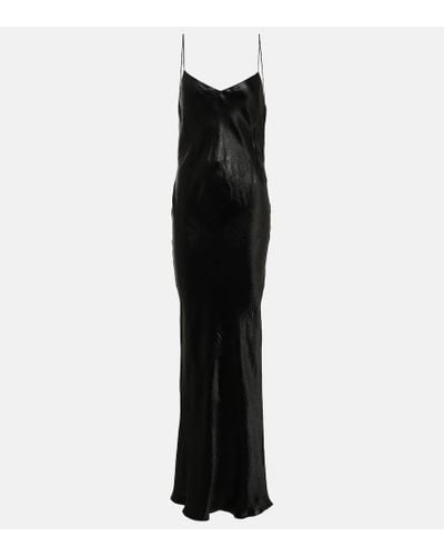 Saint Laurent Vestido de fiesta en saten - Negro