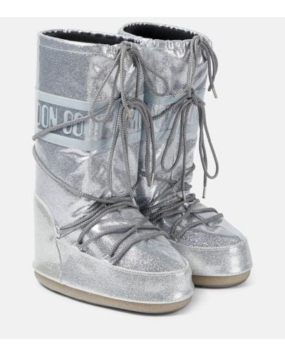 Moon Boot Icon Glitter Snow Boots - Grey