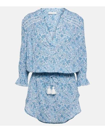 Heidi Klein Vestido corto de algodon con paisley - Azul