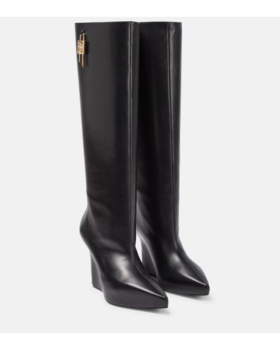 Givenchy G-lock Leather Wedge Knee-high Boots - Black