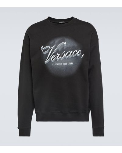 Versace Sweat-shirt imprime en coton - Noir