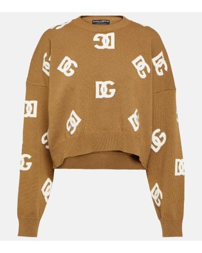 Dolce & Gabbana Dg Cropped Wool Sweater - Metallic