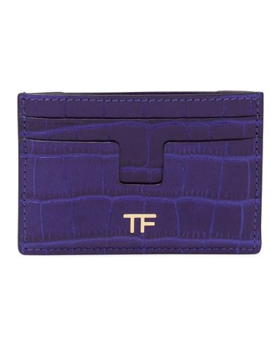 Tom Ford Croc-effect Leather Card Holder - Purple