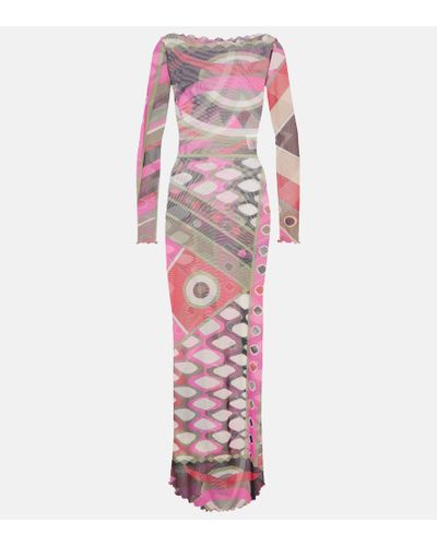 Emilio Pucci Bedrucktes Maxikleid - Pink