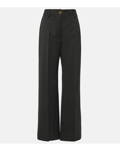 Patou Mid-rise Wool-blend Straight Pants - Black