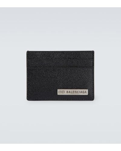 Balenciaga Plate Leather Card Holder - Black