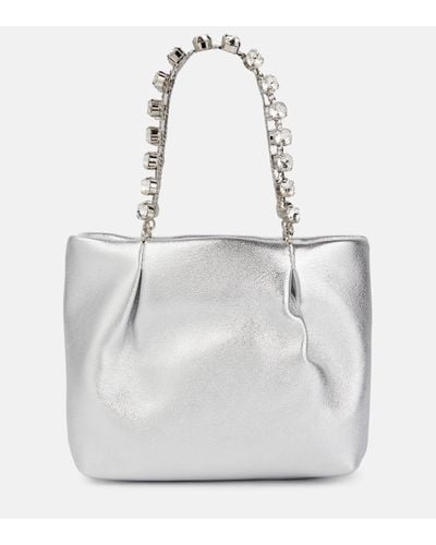 Aquazzura Galactic Embellished Leather Mini Tote Bag - White