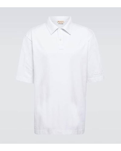 Marni Oversized Cotton Jersey Polo Shirt - White