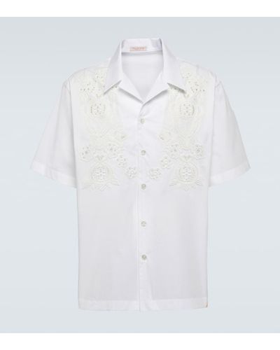 Valentino Embroidered Cotton Poplin Bowling Shirt - White