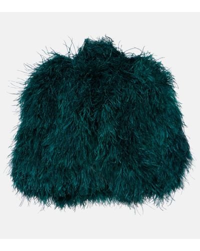Dolce & Gabbana Feather-trimmed Cape - Green
