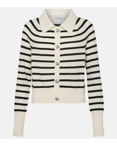 Veronica Beard Cardigan Chesire in cashmere a righe - Bianco