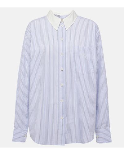Acne Studios Striped Embroidered Cotton Shirt - Blue