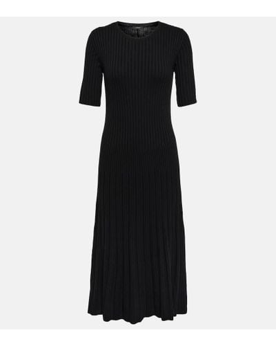 JOSEPH Ribbed-knit Wool Midi Dress - Black