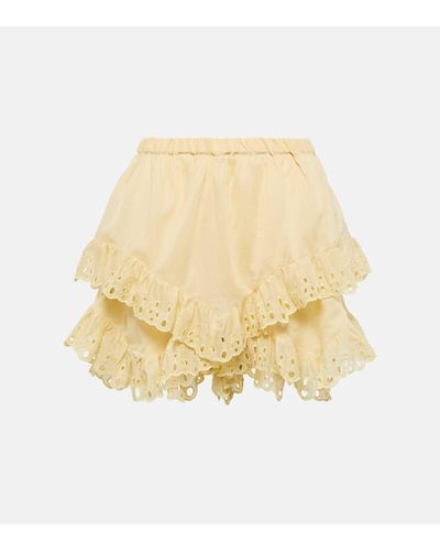 Isabel Marant Short Kaddy brode en coton - Neutre